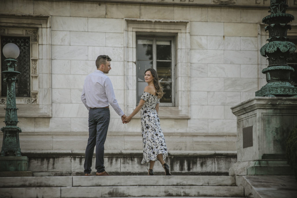 Engagement Photos at the DIA and Detroit Library